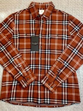 7 Diamonds Men's Rust and Black Plaid Button-Down Shirt